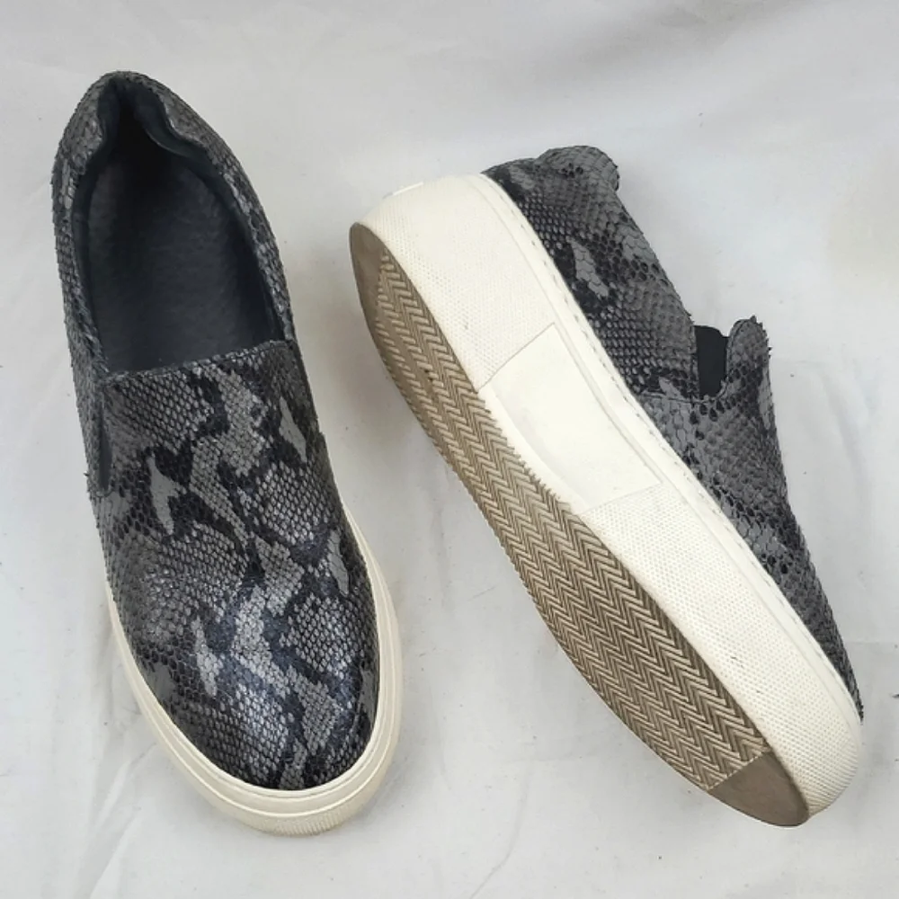 J/Slides Cleo Platform Leather Snake Embossed‎ Slip On Sneaker